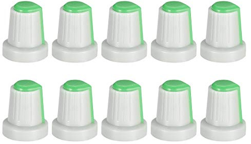 sourcing map 10Stk. Knopf für Lautsprecher Effektpedal Verstärker Potentiometer Knopf 6mm Wellenbohrung grau Grün
