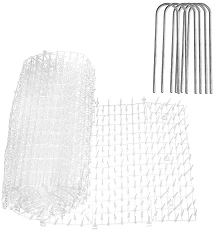 Homarden Transparent Training Mat for Cats - Flexible Cat Deterrent for Outdoor and Indoor - Scatmats with Spikes and 12 Garden Staples - Pet Animal Spikes for Yard and Garden - 198 cm x 28 cm