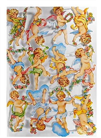 Glanzbilder EF 7146 tanzende Engel Junge Flügel Blume Posiebilder Deko GWI 732