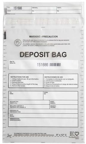 US PACK SMART Clear Plastic Deposit Bags 9x12 | Secure Bank Deposits, Cash Handling or Safe Currency Transportation | Sequential Barcodes | Tamper-Evident | Tear-Off Receipt for Security | 100-Pack