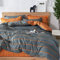 Treer Copripiumino Matrimoniale 220x240cm, Set Copripiumino in Microfibra, Reversibile Biancheria da Letto Moderno Plaid Strisce 3 Pezzi, Copripiumone con Cerniera e 2 Federe, Arancione Grigio