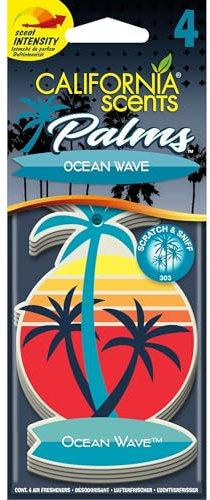 California Car Scents Scents E302691900 Palms Lufterfrischer Ocean Wave, 4 Stück