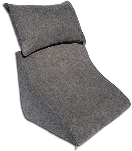 Formalind Lesekissen-Set für Bett und Sofa – Ergonomisch geformtes Keilkissen Plus kuscheliges Sofakissen zum Lesen, Fernsehen und Entspannen (dunkelgrau)
