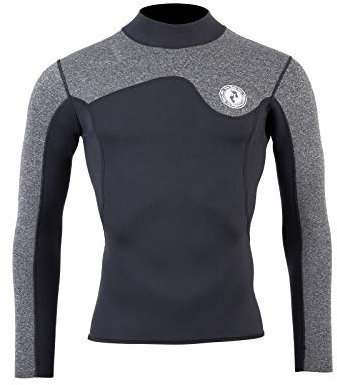 Two Bare Feet Men's and Women's Aspect Fleece Lined Thermal Superstretch 2.5mm Wetsuit Top - Flexible Wetsuit Jacket (Men's Black/Grey, L)
