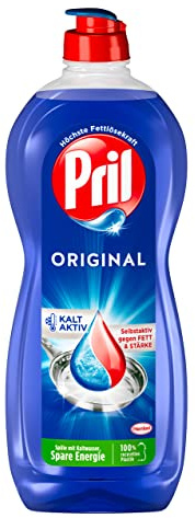 Pril Original (675 ml), detergente para lavavajillas a mano con el máximo poder desengrasante, para platos limpios incluso en agua fría