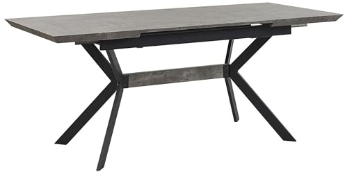 Beliani Esstisch Betonoptik grau/schwarz 140/180 x 80 cm für 8 Personen MDF-Platte Benson