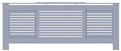 Tidyard Heizkörperverkleidung Heizungsabdeckung Heizungsverkleidung Heizkörperabdeckung Heizung Abdeckung Heizkörper Lattenrost-Design MDF 205cm Grau