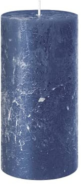 Bougie pilier rustique - Hauteur : 8 cm - Diamètre : 7 cm - Durée de combustion : env. 34 heures - Bleu nuit