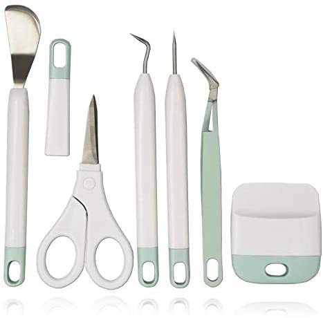 Craft Vinyl Weeding Tools Set Basic Tools Set Vinyl Scraper Spatula Tweezers Scissors Hook Weeder Crafting Tools Kit for Cricut Weeding Silhouette Siser Oracal Sewing, 6pcs Mint Color