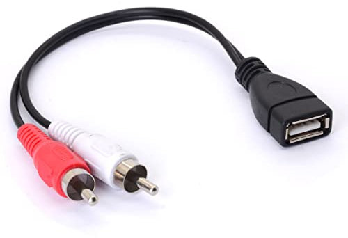 Tomost - Cavo da USB a RCA, USB A 2.0 femmina e 2 RCA maschio, cavo splitter a Y, cavo adattatore AV audio video composito (20 cm)
