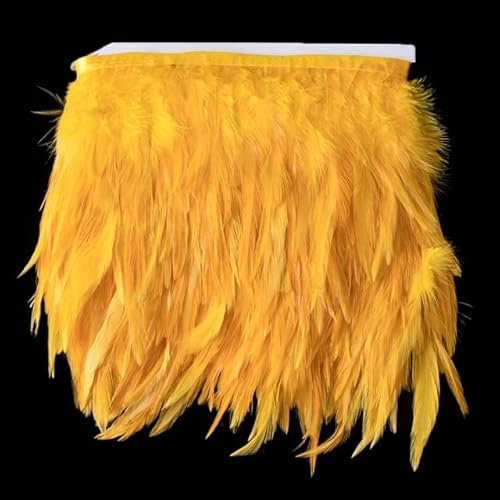 LINPM 1 Meter/Menge Gefärbte Hahnfedern Trimmen 10-15 cm Huhn Fransen Dekoration für Party Kleid Kleidung Nähen Zubehör Handwerk Federn