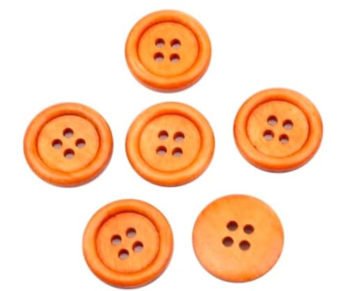 20 edle Holzknöpfe orange-braun 23mm, rund, Knöpfe 4-Loch aus Holz zum aufnähen annähen nähen Knopf Jackenknöpfe Mantelknöpfe Vierloch Vierlochknöpfe 4-Lochknöpfe