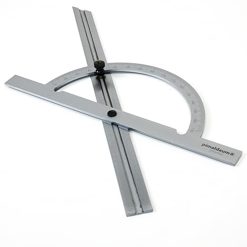PIMALDAUM® Winkelschmiege, Schmiege, Winkelmesser 10-170° mit verstellbarer Schiene, zum professionellem Messen oder Anzeichnen von Winkeln und Winkelgraden (Metall, 200 * 400 mm)