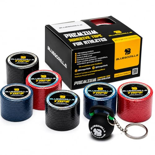 BLUEGORILLA® (Pack 6 + CADEAU) Strap Sport 5cm x 7m - Bande Adhésive Élastique pour Doigts, Poignets et Chevilles - Bandage Autoadhésif Crossfit - Sans Résidus