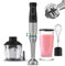 Cecotec Batidora de Mano Katana 15 Chop B. 1500 W, 21 Velocidades y Turbo, 4 hojas con Titanio Negro, Campana antisalpicaduras, Pie extralargo, Kit Accesorios, Vaso 800 ml