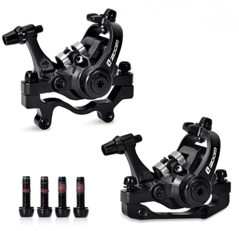 Zoom DB-680 Bilateral Caliper Disc Brake Dual Piston Mountain Bike Alloy Cable Brake Bicycle Accessories Line Pulling Brakes Bicycle Disc Brake Set (1 Pair Black)