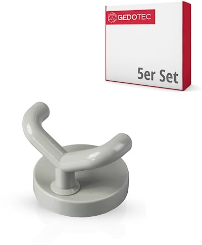 Gedotec Garderoben Haken zum schrauben - Kleiderhaken | KITA-2 | 5 Stück Wandhaken Grau - Höhe: 50 mm | Garderobenhaken aus Kunststoff inkl. Befestigungsmaterial | Haken zum Schrauben - Wandmontage