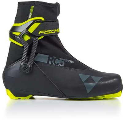 Fischer RC5 Skate Mens Cross Country Race Ski Boots, Black/Yellow, 44