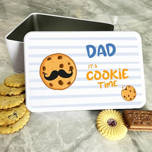 Cookie Time Dad Personalised Gift Cookies Treats Biscuit Tin Personalised Gift | Custom Gift | Personalized Tin | Cake, Biscuit & Treat Tins | Gift For Her | Gift For Him