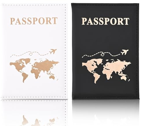 Lithyc 2 Pcs Etui Passeport, Porte Passeport Cuir,Couverture De Document De Voyage en Cuir PU pour Cartes D'Identité,Cartes De Visite,Cartes De CréDit Et Documents De Voyage