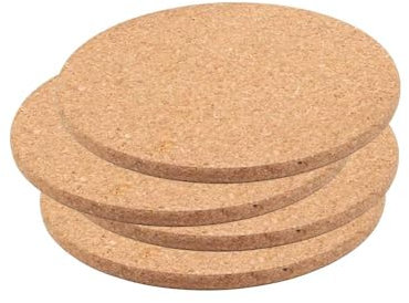 DAMDAM GO | Salvamanteles Redondos de Corcho, Resistentes al Calor y Antideslizantes, para Ollas, Sartenes, Platos, Diámetro Ø23 cm, 4 Unidades