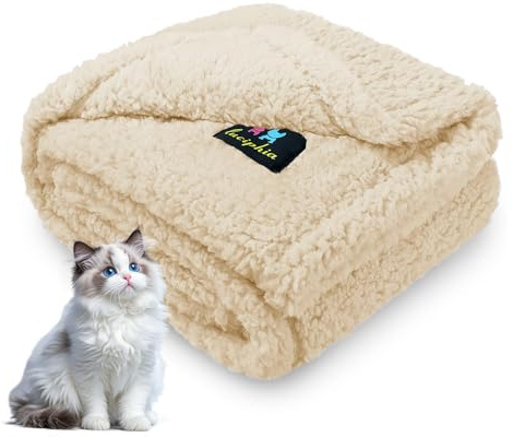 Luciphia Waterproof Pet Blanket for Medium Large Dogs Soft Cat Sherpa Calming Thick Cover Leakproof Cozy Puppy Sofa Bed Car Couch Protector(Beige,30x20 inches)