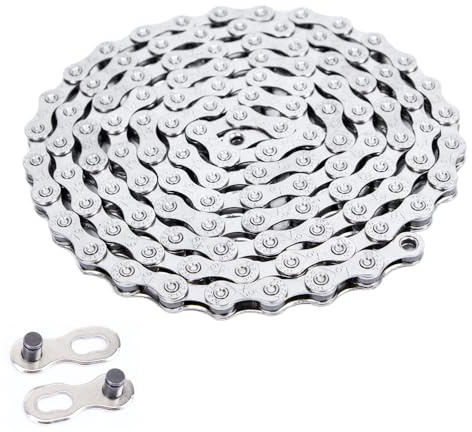 Shallho - Cadena de bicicleta X9 Speed 116 eslabones de acero de alta resistencia para desviador de 9 velocidades para bicicletas de carretera y de montaña