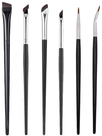 NTRUXZP eyeliner in gel di precisione, Set di 6 pennelli per eyeliner, angolati e piatti, ultra sottili e piegati, pennelli per eyeliner a punta fine per un trucco preciso e sopracciglia