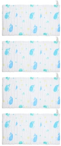 VICASKY 4pcs Nuovo Titolo Morbido Panno Bambino Di Stampa Cartone Animato Asciugamani Assorbenti Per Neonati E Neonati Come Panno Sputato E Accessori Da Bagno Balena Blu