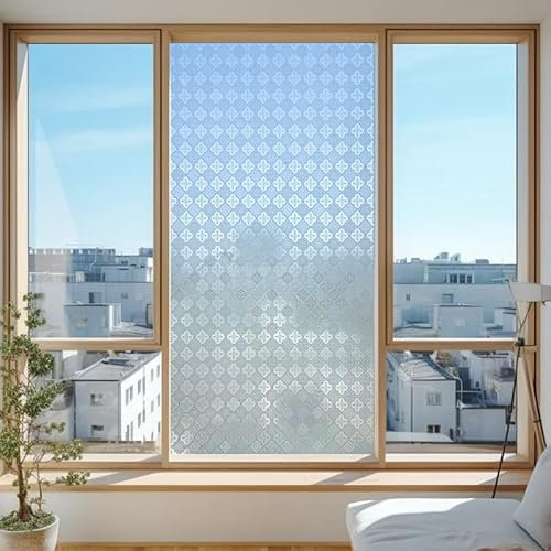 Milchglasfolie Bambuswald Selbstklebend,Sonnenschutz Anti-Uv Folie Privatsphäre Hitzeschutz Statische Fensterfolien Für Zuhause Büro,Sichtschutz Spiegelfolie