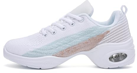 Hixingo Respirable Zapatillas de Deporte Jazz para Mujeres, Zapatos de Baile Antideslizantes Baile Sneaker Ligeros y Transpirables para Fitness y Entrenamiento de Danza