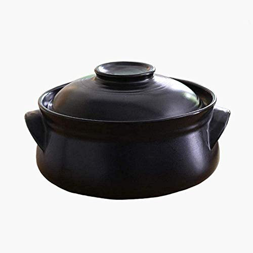 CRBUDY Cazuelas Cazuela De Barro Olla De Terracota Olla De Cerámica-Resistencia A Altas Temperaturas, Sin Decoloración, Sartén Antiadherente, Fácil De Limpiar (Capacidad Negra 2.3L)