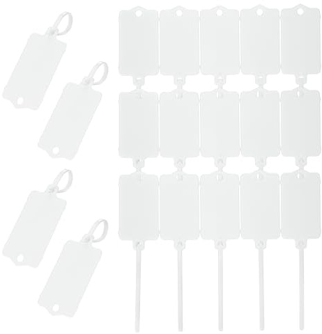PATIKIL Förpackning med 150 identifieringsetiketter plast, vattentäta plastfraktetiketter nyckelförvaringsmarkörer återanvändbara, vit 6 x 3,5 cm