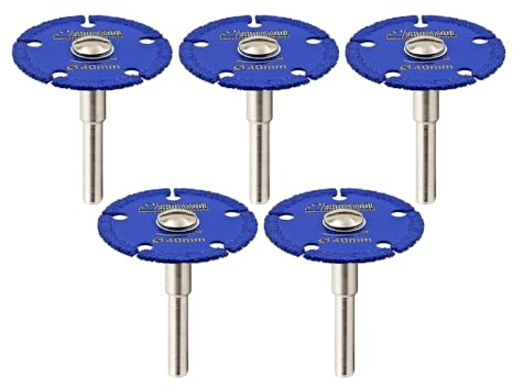 SHDIATOOL Diamond Cutting Disc Saw Blades with 5pcs 6MM Round Shank 40MM Cut Off Wheel Metal Cutter for Steel Tube Iron Rebar Abrasive Wheel 5pcs