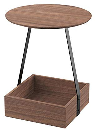 MEILISHAOMEI Beistelltisch mit Schubladen, Exquisite Form, runde Schreibtischplatte, quadratische Basis, Walnuss (Farbe: Holz, Größe: 18,1118,1121,65 Zoll)