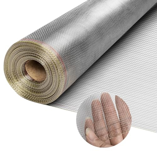 Ceefloor 304 Stainless Steel Woven Wire Mesh, 40 x 98' Roll, 20 Mesh with 0.15mm Wire Diameter, Window Screen Replacement for Balcony, Porch, Cabinets, Poultry Netting, Cages, and Fences