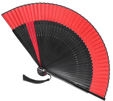 Ciieeo Vintage Chinese Style Bamboo Folding Fan Handheld Cloth Fan for Women Decorative Retro Prop Compact Foldable for Performances and Home Decor