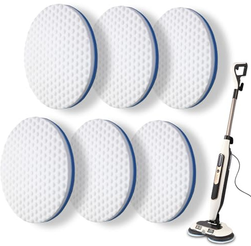 Frescares S7000 Magic Sponge Eraser Steam&Scrub Mop Pads Kit for Shrak,S8201 S8001 S7001 S7201 S7000AMZ S7005 S7020 S7001C All-in-One Hard Floor Steam Mop (6White)
