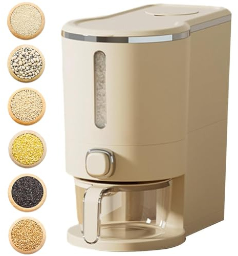 10 kg Reisspender, luftdicht feuchtigkeitsdicht Reis Vorratsbehälter, Getreidespender mit Messbecher, Reisspender Eimer, Küchenlagerbehälter für Reis und Müsli
