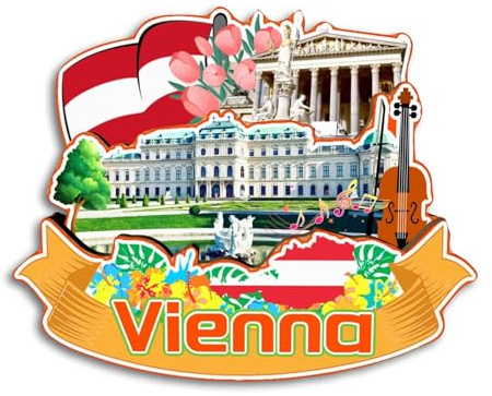 Quwsne Kühlschrankmagnet Wien Österreich Kühlschrankmagnet Stadt Reise Souvenirs Touristengeschenke 3D klassische Sehenswürdigkeiten handgefertigt Handwerk Heimdekoration -3814