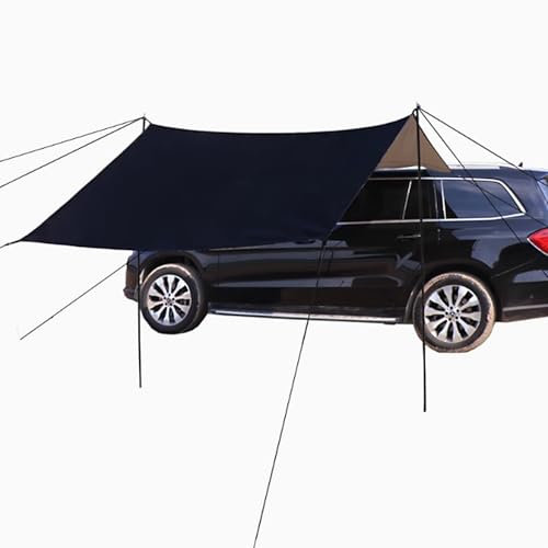 QSNYJPL Toldo Furgoneta Impermeable Negro para SUV, Toldo Camper con Barra de Soporte, Extraíble, de Tela Oxford PU2000+, Compatible con La Mayoría de SUV, Furgonetas(200x440 cm/79x173 in)