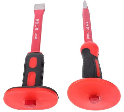 Ciieeo Ensemble De Ciseaux à Béton 300 Mm En Acier Chrome-vanadium Protection De Main Souple Antichoc, Ciseau à Pierre Robuste Pour Démolition Maçonnerie, Lot De 2 Set De Pièces Pour Travaux Lourds