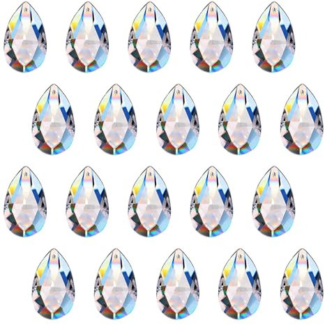 20 cristalli a forma di diamante da appendere – Acchiappasole cristallo prisma, cristallo Suncatcher e sfera come acchiappasole per finestre, lampadari e decorazioni