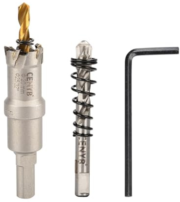 25/32 (20mm) Coronas Taladros con Broca: para Madera, Metal, Acero Inoxidable y Plástico - Punta de Carburo de Tungsteno y 2 Brocas Guías de Titanio
