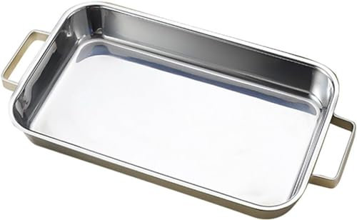 Stainless Steel Deep Roasting Pan with Double Handles - Versatile Turkey Roaster Fish & Lasagna Baking Tray for Chicken Meat & Vegetables - Oven & Dishwasher Safe