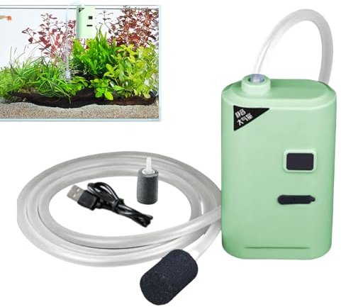 Bomba de aire para acuario, burbujeador portátil USB, silenciosa, flujo de aire ajustable, diseño de eficiencia energética, ideal para plantas, reptiles, hidroponía, piscina, estanque, mariscos
