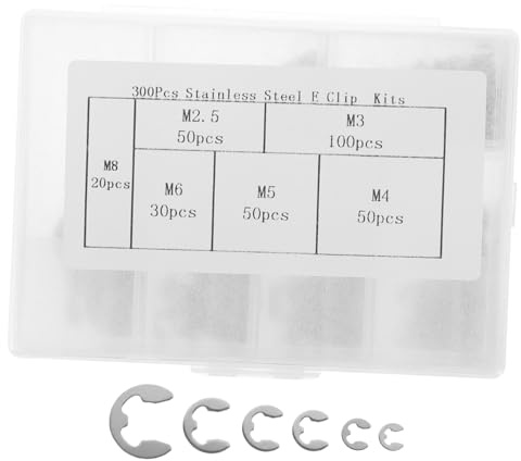 Cabilock 300pezzi Acciaio Inossidabile Anello di Sicurezza Tipo e Clip e Kit Assortimento Anelli Elastici Anelli Elastici Tipo e Rondella Spaccata Aperta Argento