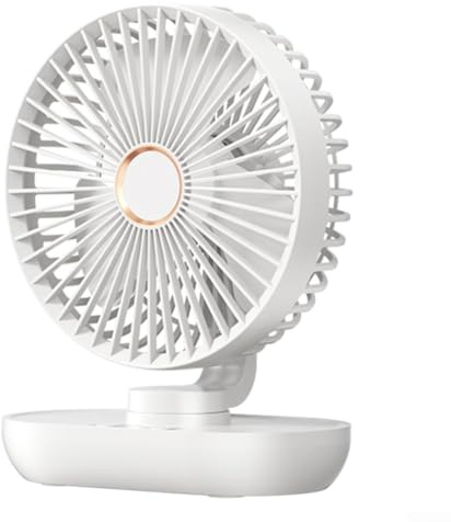 Portable Desk Fan, With 5 Speed Settings Auto Oscillating Function Whisper Quiet Operation Type-C Rechargeable Battery LED Display For Home Office Cooling(White)