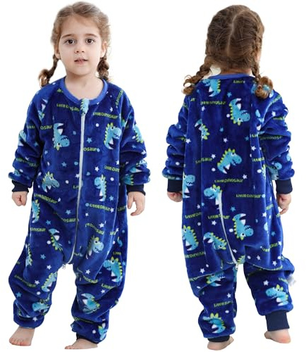 HAHASHOW Sacco Nanna Con Piedini 2.5 Tog per Bambino 5-6 Anni Dino Blu