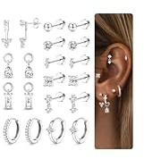 Morfetto Pendientes Acero Inoxidable Mujer Hipoalergenicos - Para Piercing Oreja Tragus Helix Cartílago Juego Pequeños Aros Dorados en Plata/Oro 20G